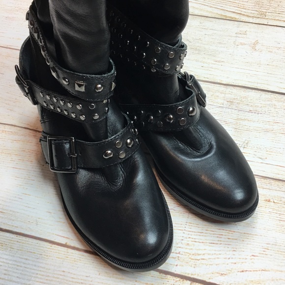 ALDO Bainey studded strap tall leather boots 36 - Picture 3 of 7